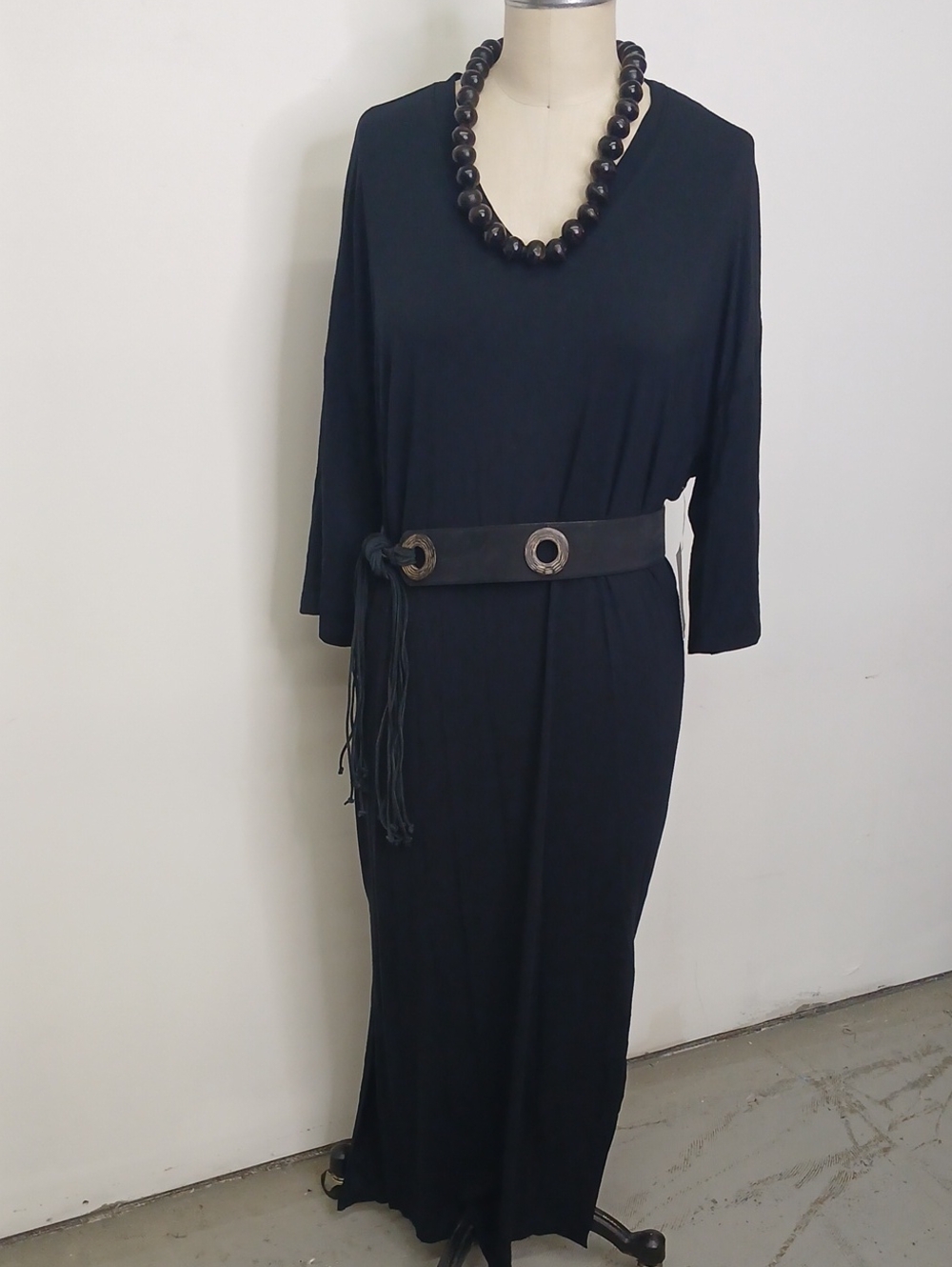NWT Nordstrom Black Long Sleeve Maxi Dress / Size M/ Oversized